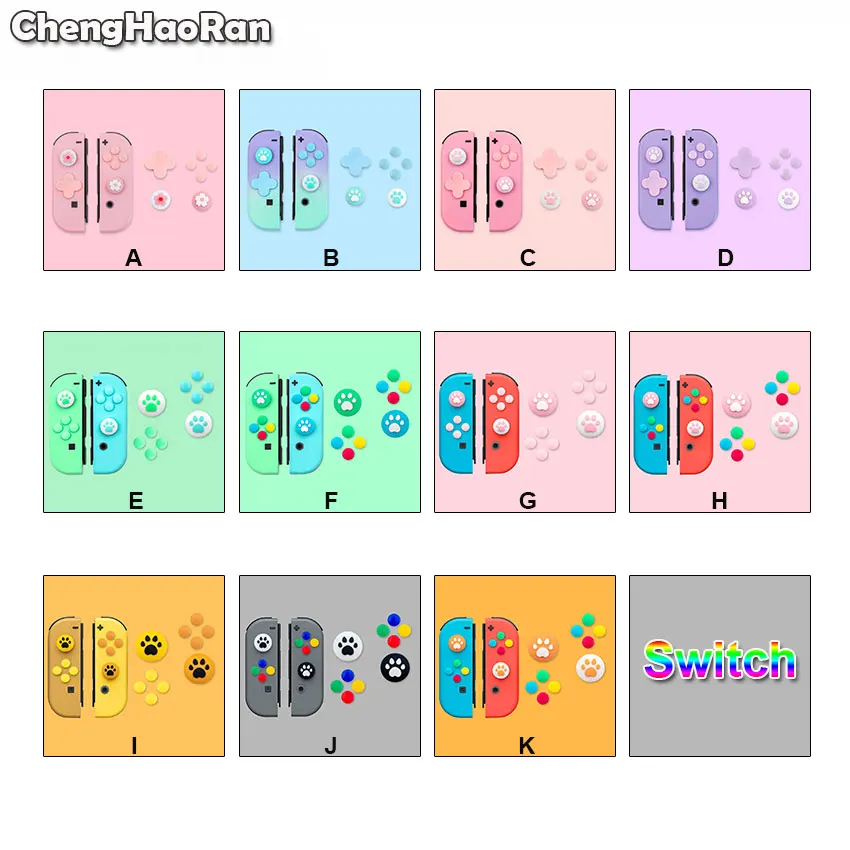 

D-Pad Move Direction Key Cross ABXY X Button Sticker Cat Paw Joystick Thumb Stick Grip Cap Cover For Nintendo Switch NS Joy-Con