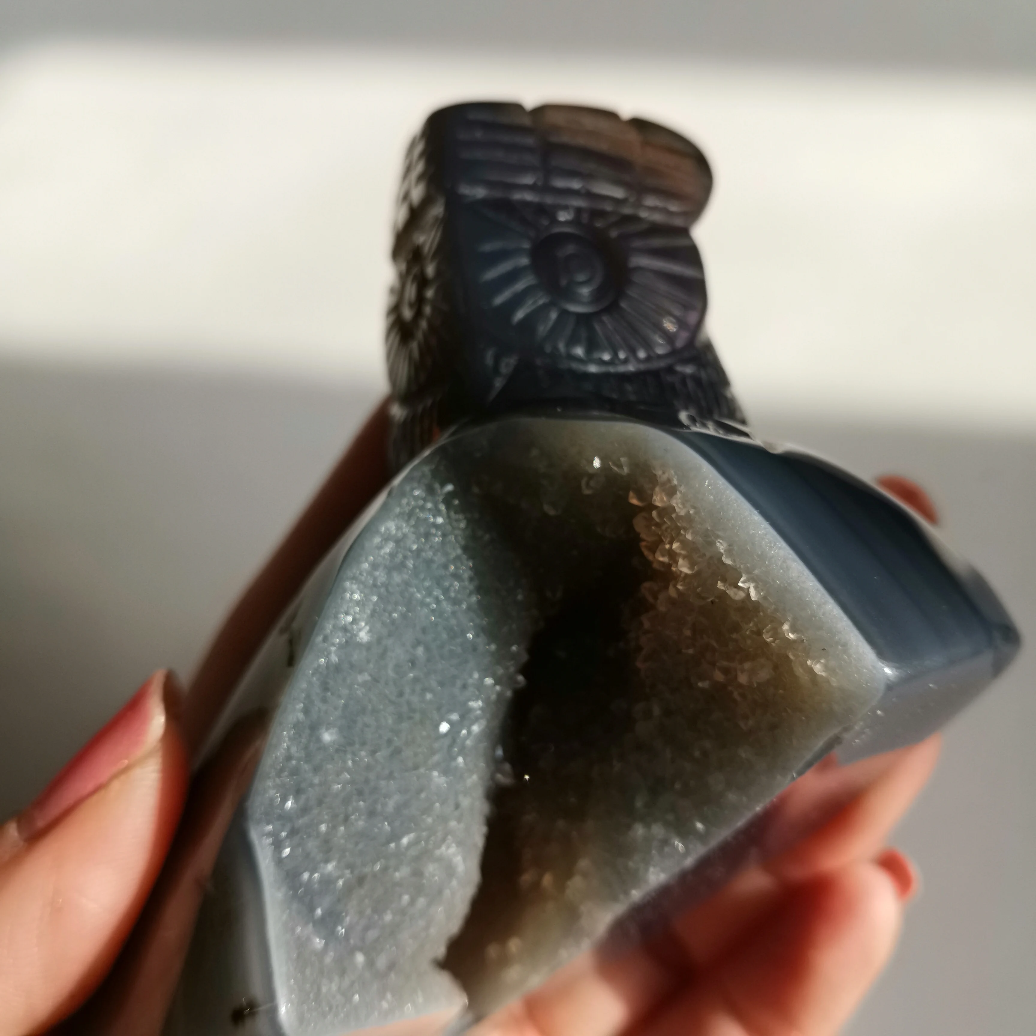 Сегодня сделка -- 314 г натуральный резной Агат Сова исцеляющий камень Горячая