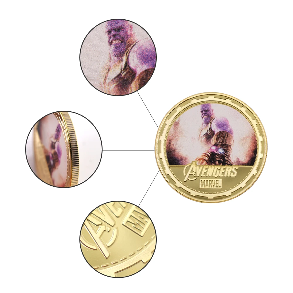 Coins Collectibles 24K Gold Plated Metal Coin Avengers Super Hero Thanos Challenge Art Ornament for New Year Gifts | Дом и сад