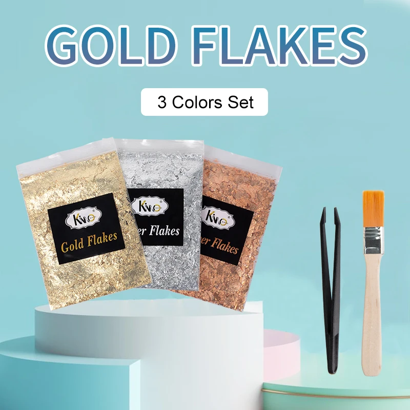 

3 Bag Imitation Gold Sliver Copper Foil Sequins Glitters Craft Leaf Flake Sheets Foil Paper For Gilding DIY Nail Art Decorations