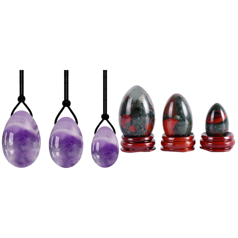 

2 Set Natural Amethyst Yoni Egg Set Female Pelvic Floor Muscle Jade Eggs, A & B