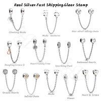 100 real 925 sterling silver safety chain heart family tree gestures fits pdoras bracelets bangles jewelry diy making