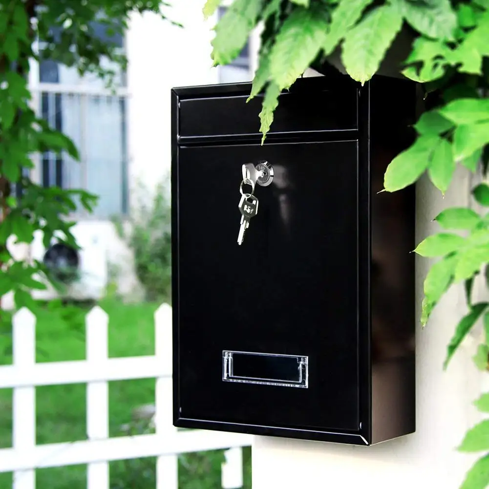 Outdoor Lockable Wall Mounted Hanging Iron Post Letter Box Mailbox with Key Password Mailbox Outdoor Letterbox Wall Box