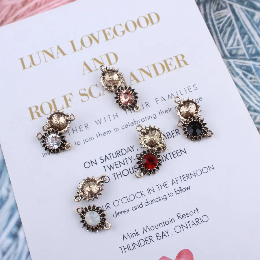 10 шт. 11*15 мм Ювелирные изделия античные золотые стразы Разъем Подвески для