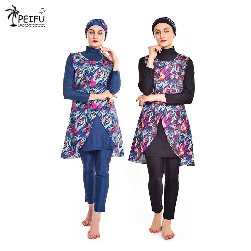 Новинка 2020 Мусульманский купальник Женский скромный принт закрытый с длинным