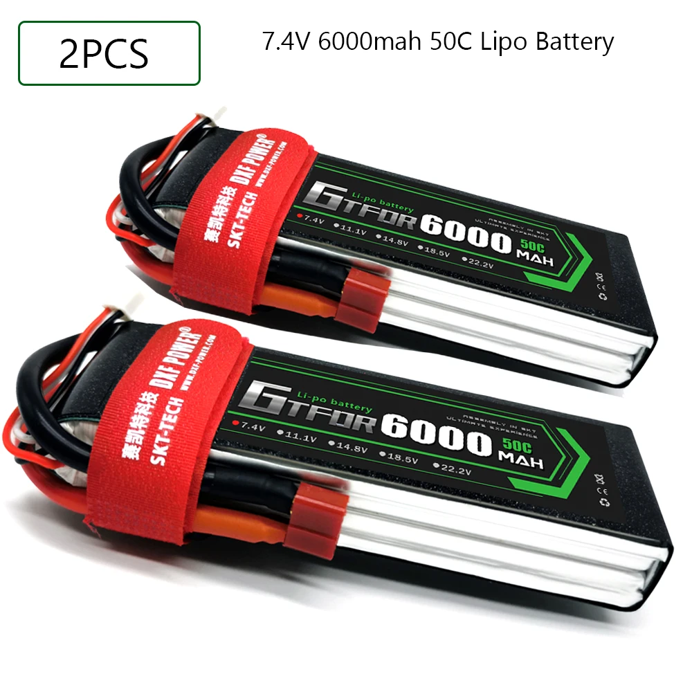 

GTFDR Lipo Аккумулятор 7,4 в 6000 мАч 50C-100C AKKU 2S LiPo батарея Deans для грузовика fpv дрона радиоуправляемого вертолета автомобиля лодки 1/8 внедорожника ав...