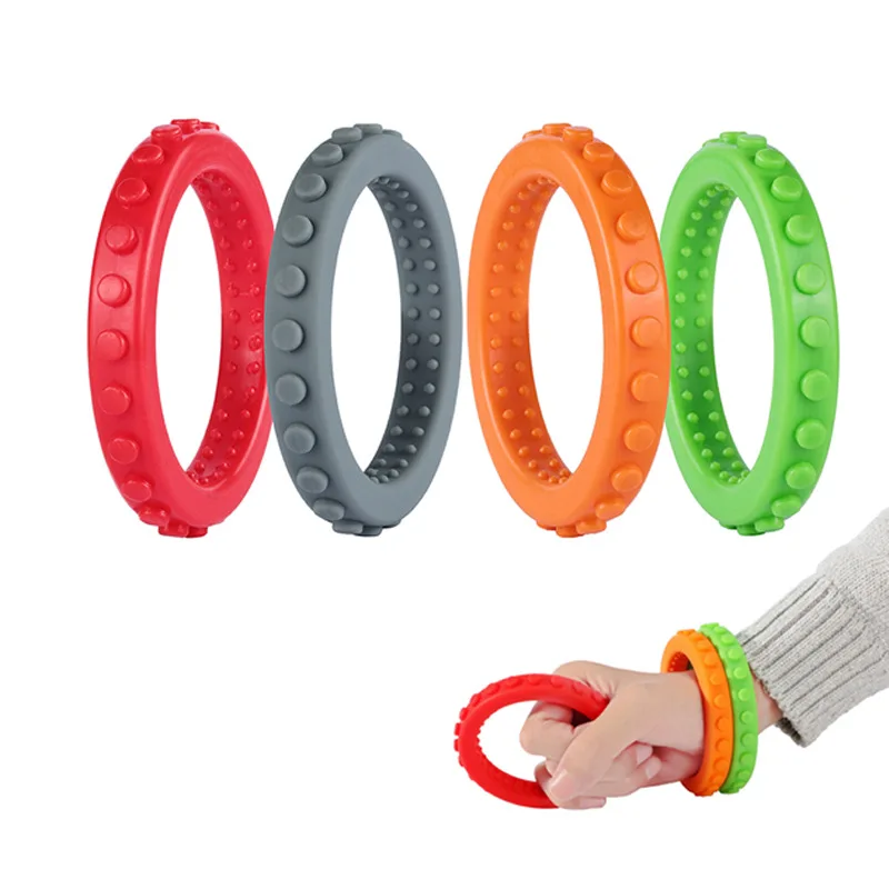 Collar de mordedor para beb&eacute;, pulsera de arco&iacute;ris, Robot sensorial para dentici&oacute;n, mordedura con autismo, cuentas sin BPA para el cuidado del beb&eacute;, nueva venta-5