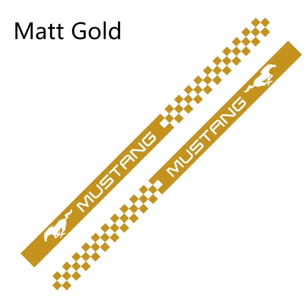 Matt Gold 2 шт. боковые полосы автомобильные наклейки Автомобильная виниловая пленка наклейка Спортивная графика для Ford Mustang автостайлинг автомобильные принадлежности для тюнинга - Название цвета: Matt Gold