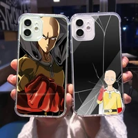 anime one punch man phone case transparent for iphone 12 11 mini pro xs max 6 6s 8 7 plus x 5s se 2020 xr