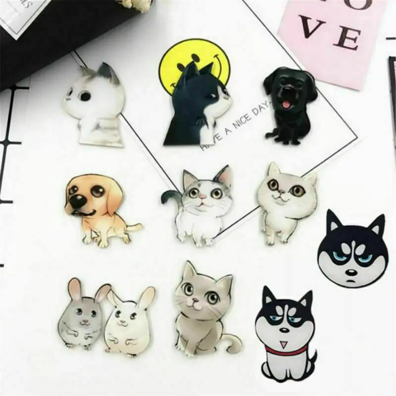 

Cute Acrylic Animal Cartoon Brooch Pins Cat Husky Dog Badges Pins Jewelry
