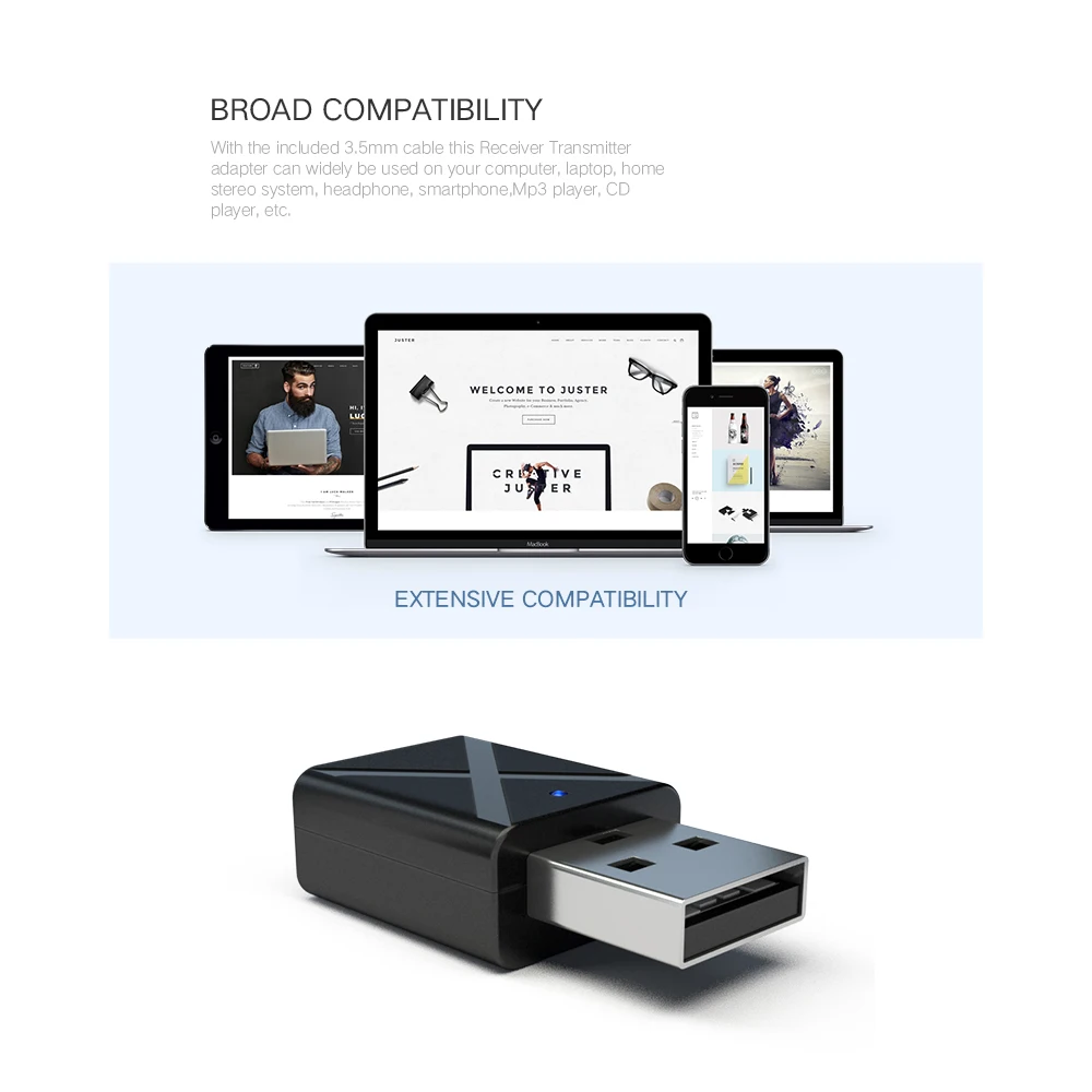 Новый Bluetooth-совместимый аудиоприемник 5 0 передатчик Мини стерео AUX RCA USB разъем 3 мм