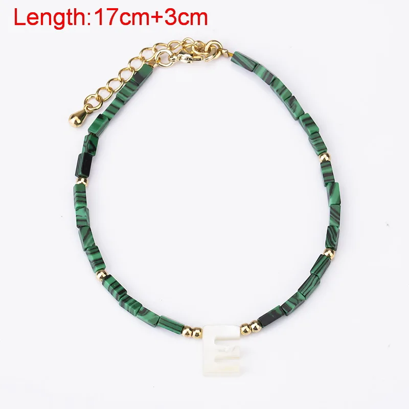 

Lapis Malachite Labradorite Shoushanstone White Letter Shell Link for Women 18K Gold Plated Jeweley Charm Bracelets