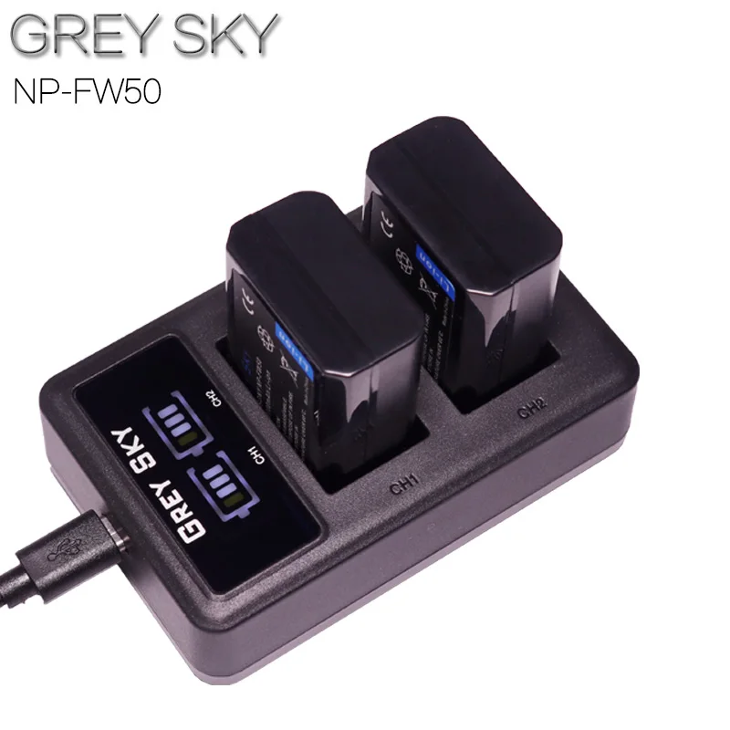 2000 мА/ч NP-FW50 NP FW50 Батарея + usb-портами и светодиодным индикатором двойной Зарядное
