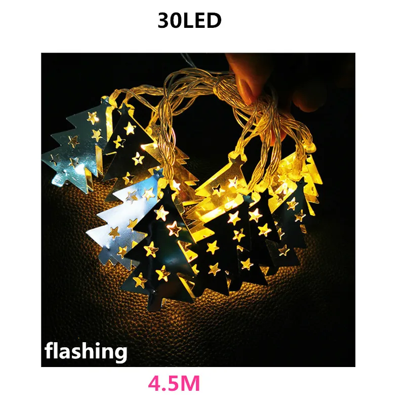 30LED Светодиодный Сказочный Декор гирлянды, декоративные светильники, гирлянды, светильники, железная Рождественская елка, на батарейках, для фестиваля, подвесная спальня - Цвет: 30LED