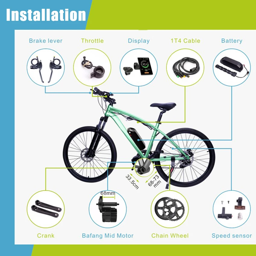Bafang Motor 48V 750W BBS02B BBS02 Mid Drive 8fun Electric Bike Conversion Kit 52V17.5Ah Lithium Battery Samsung Cells | Спорт и