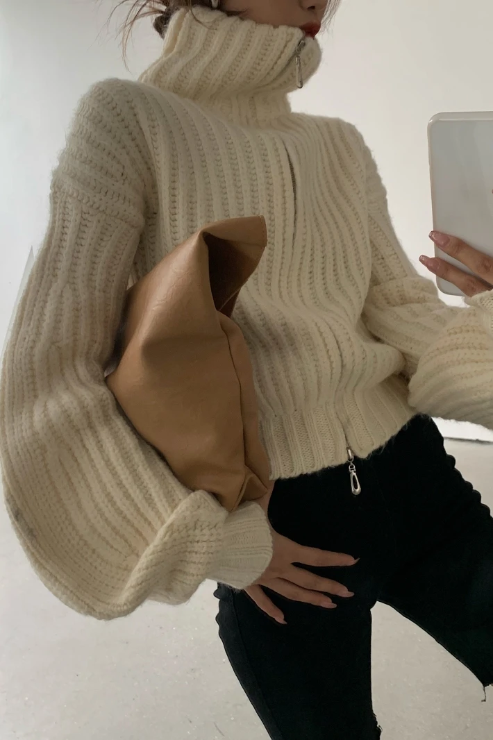 

Winter Long Sleeves turtleneck Jumper Coats Women's Short Cardigan Knitted Sweaters