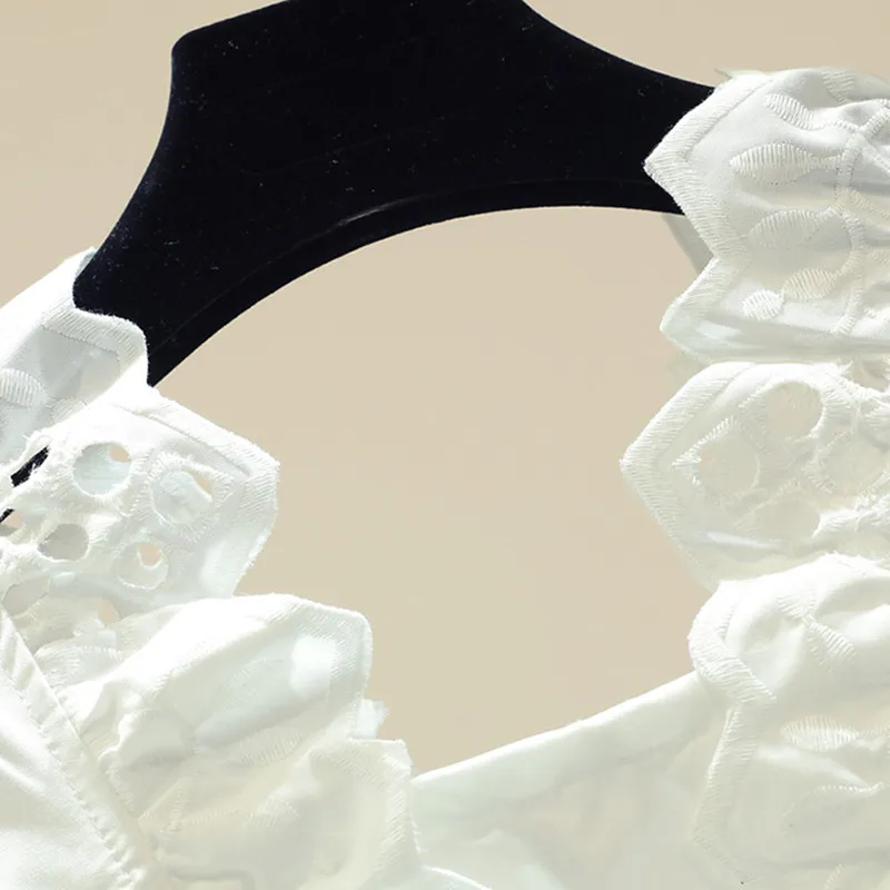 Ажурная кружевная рубашка для женщин лето 2020 новая белая блузка без рукавов