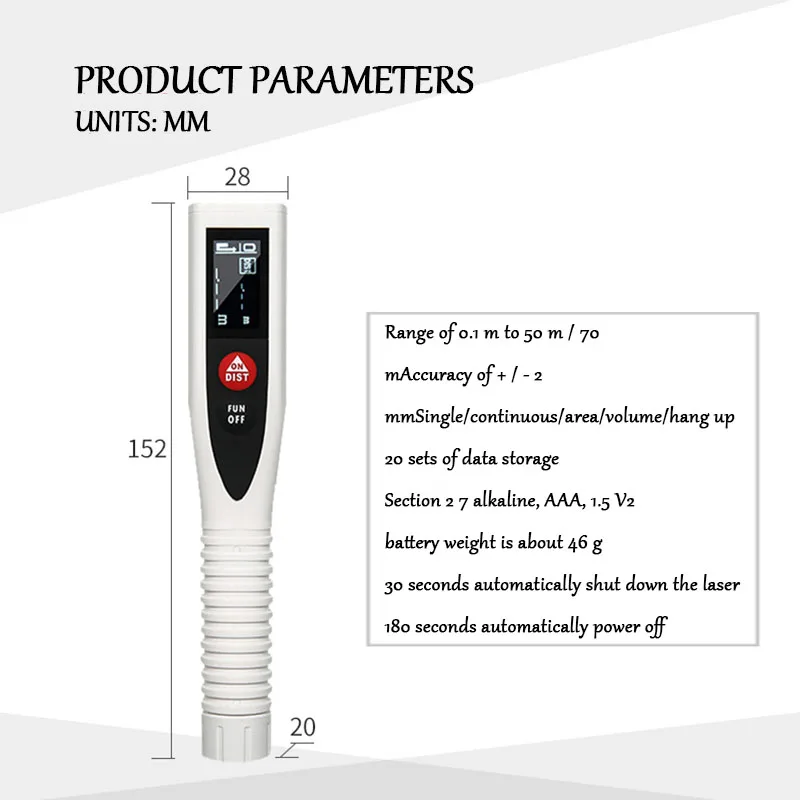 Цифровой лазерный дальномер портативный измеритель расстояния 40/50/60 м с