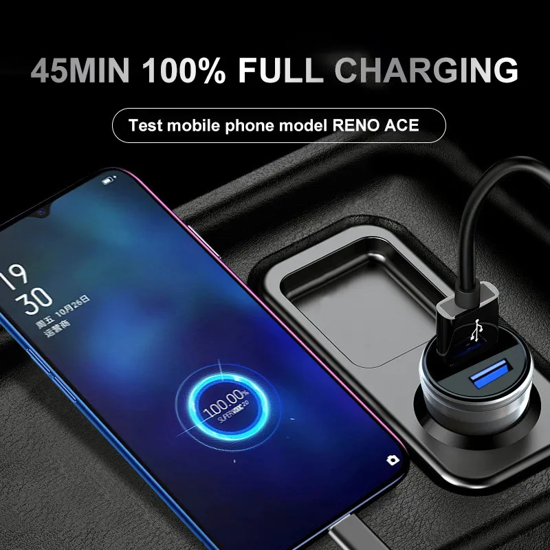 dual port usb car charger 65w spuer flash charger in car super dart for realme usb a vooc high current 6a for oppo reno 6 ace 2 free global shipping