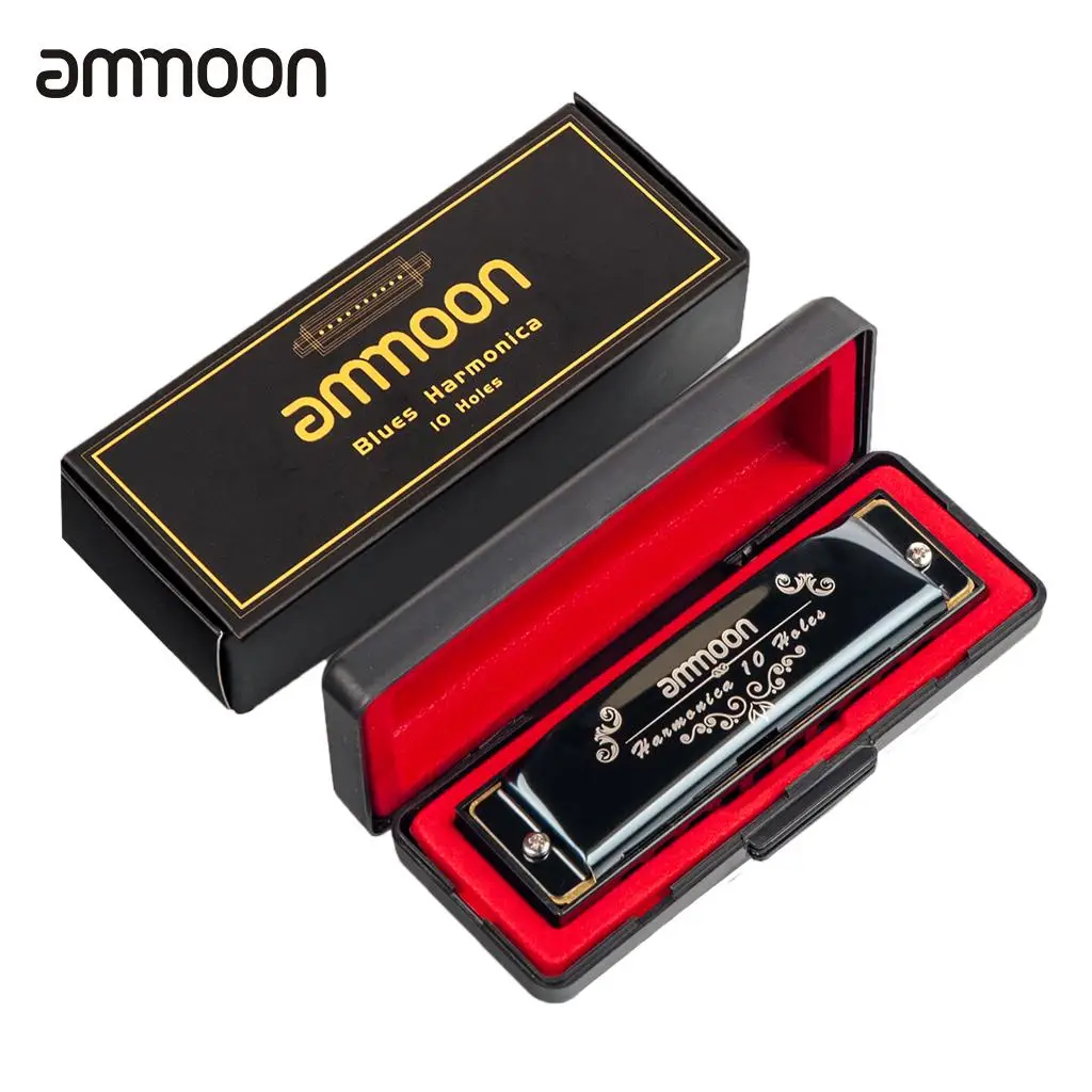 Ammoon 10 отверстий 20 тонн Blues гармоника рот Органы Ключ C с хранения чехол для детей