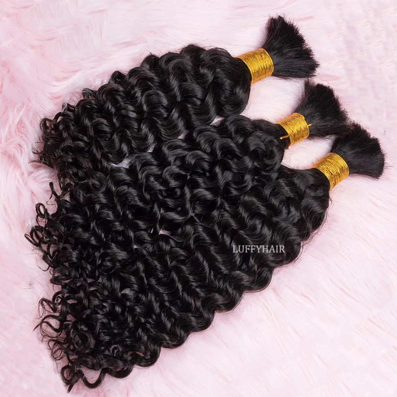 

Loose Deep Wave Hair Bulk Human Hair Extensions No Weft Indian Remy Hair Braiding Bulk 1/3Pcs Bundles Natural Color