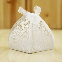 50pcs diy candy cookie gift boxes romantic wedding favors decor wedding party candy box with ribbon boite dragees packaging box