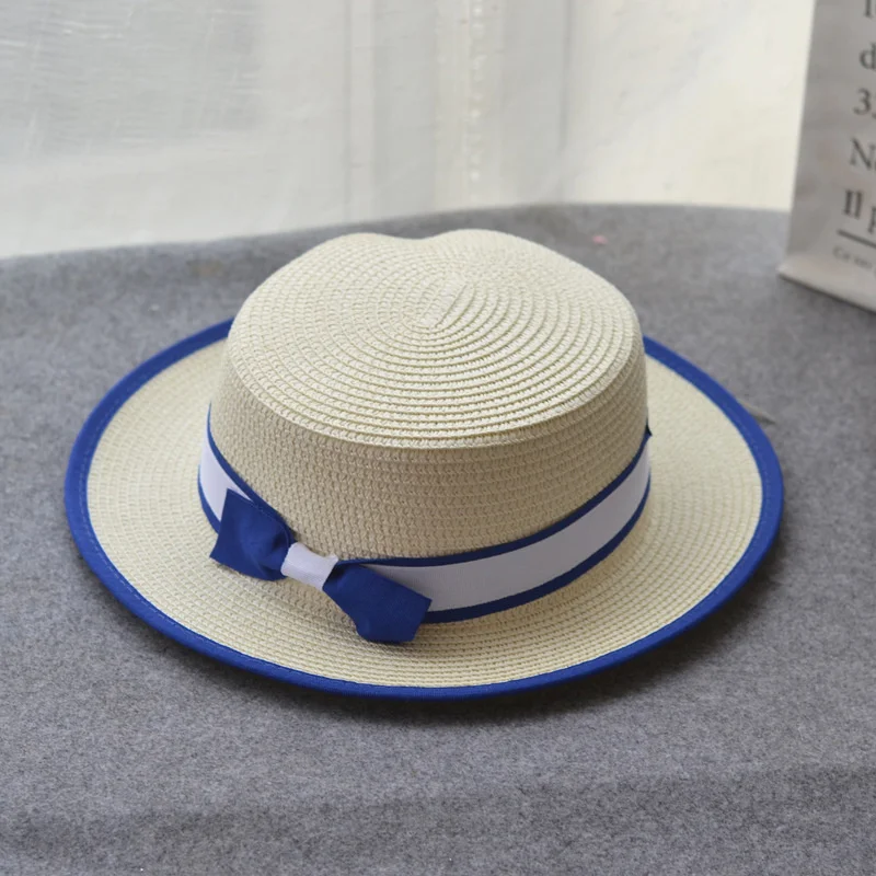 2021 Summer Beach Hat Female Casual Panama Simple Visor Women Flat Brim Bowknot Straw Cap Girls Sun | Аксессуары для одежды