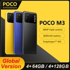 Смартфон POCO M3, экран Глобальная версия дюйма, 4 Гб 64 Гб128 ГБ, Snapdragon 662G, камера 48 МП, 6000 мА  ч, дисплей 6,53 дюйма, POCOM3 POCO M 3
