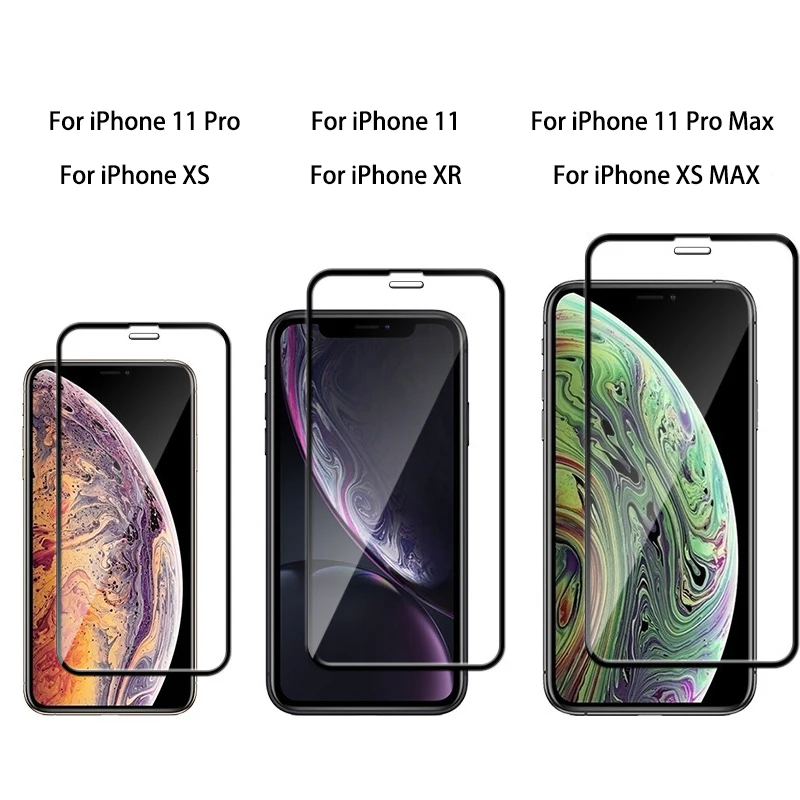 Защитное стекло закаленное 9D для iPhone 11 Pro XS Max XR 6 7 8 Plus X SE 2020 12 mini 3 шт./лот|Защитные