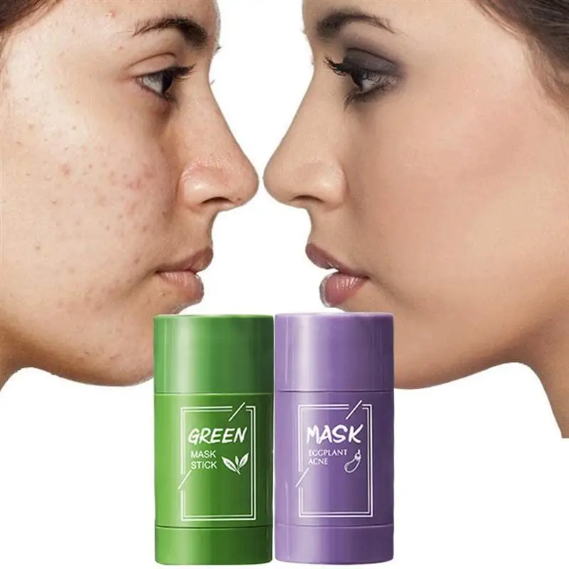 

2 PCS Green Tea Eggplant Cleansing Mask Stick Set Deep Cleansing Blackhead Oil Control Anti-Acne Mask Pore Shrinking Face Cover