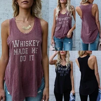 whiskey tops harajuku woman clothes 2020 festival summer tank tops letter casual plus size womens clothing streetwear