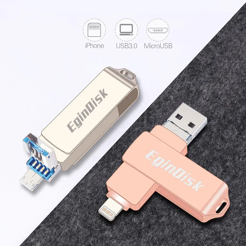 Otg Usb флеш-накопитель для телефонов iPhone / iPad/Android 3 в 1 совместимый с Lightning Micro USB 0 |