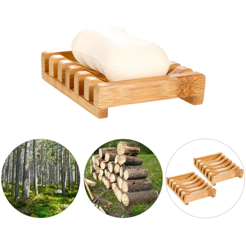 6 шт. деревянных держателей для мыла натуральный прямоугольный деревянный