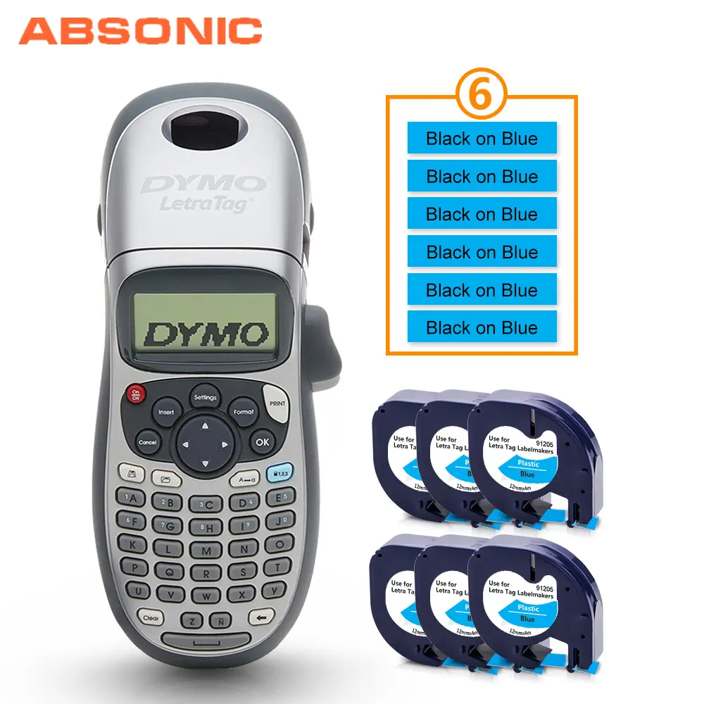 

Absonic LT-100H принтер этикеток для LT100H Dymo LetraTag 12 мм лента для маркировки 91205 работает для Dymo LT 100H этикеток
