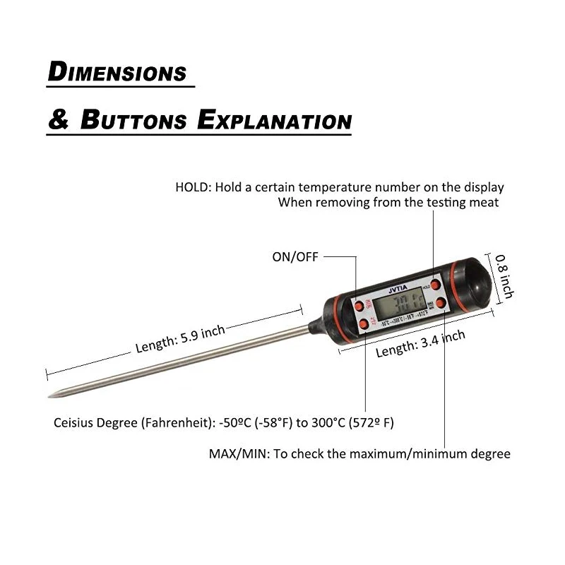 Цифровой Кухонный Термометр в виде ручки для еды мгновенного чтения