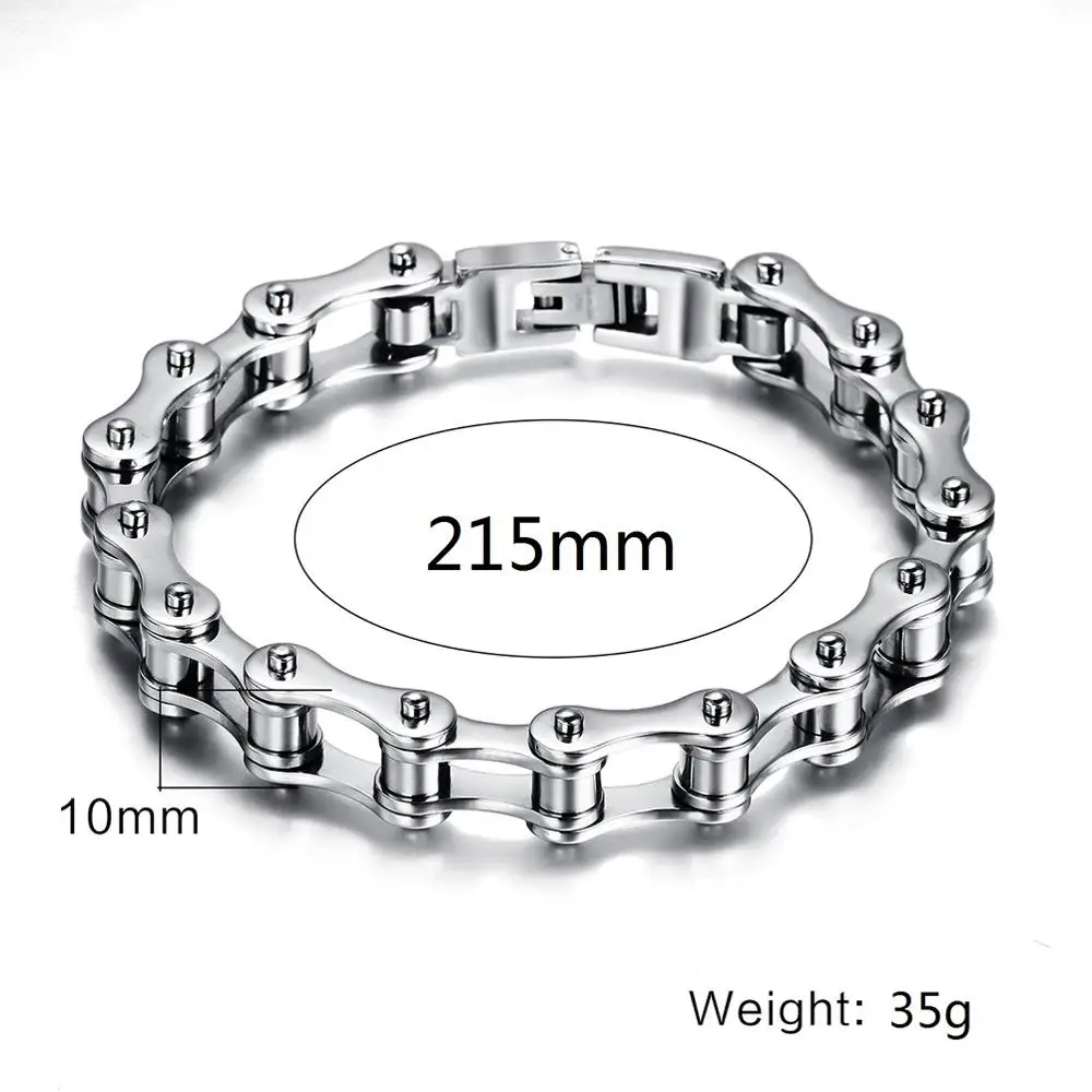 

Hip hop punk stainless steel bracelet men's Bicycle Motorcycle Chain Bracelet 8.5 Inch rock rap essential