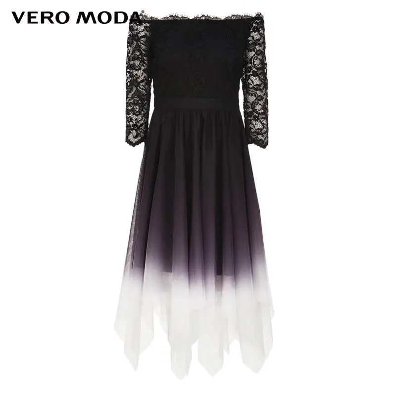 

Vero Moda Women Slash Neck Tapered Hem 3/4 Sleeve Party Lace Dress | 32017C543