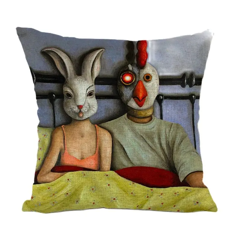 Ушастый кролик в очках слон панда птица змея животные подушки 45*45 см домашний
