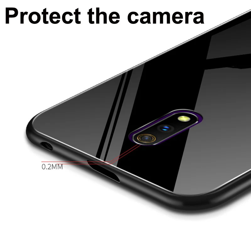 Для OPPO Realme X Чехол звездная звезда закаленное стекло + ТПУ Край Тонкий Жесткий