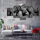 Модульные картины на холсте с изображением зебры, 5 шт.