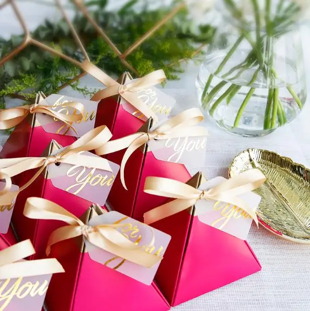 

50/100pcs Hot Sale Rose red Wedding Favors Candy Box Party Supplies Bomboniera Thanks Gift Chocolate Box