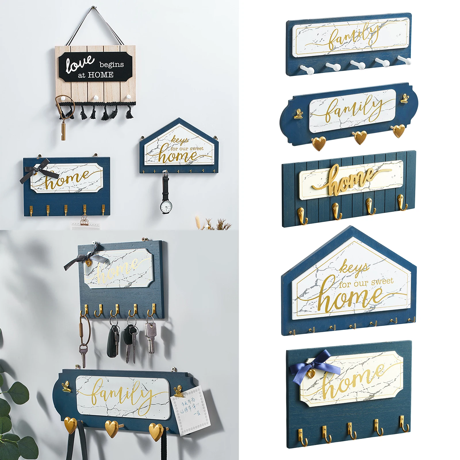 

Wall Mounted Letter Sign with Hooks Home Decor Keys Hat Coat Holder Hanger