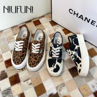 niufuni leopard women shoes summer flats womens sneakers shoes student leisure canvas shoes cows womens sports shoes lace up