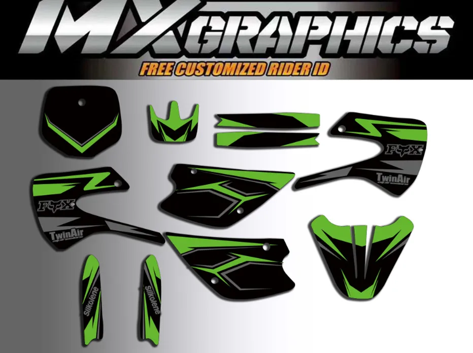 Пользовательские команды Графика Фоны наклейки комплект для Kawasaki KX85 KX100 1998 1999 2000 2001 2002 03 04 05-13