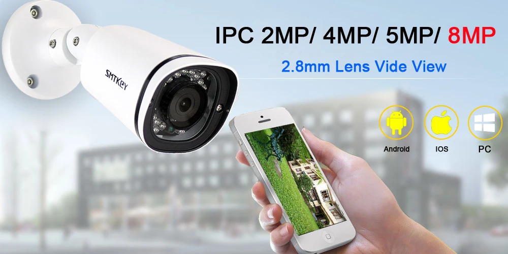 SMTKEY H.265 DC 12 В/48 в POE 2,8 мм ip-камера 2MP/4MP/5MP/8MP аудио IPC Onivf Xmeye приложение для NVR или POE системы безопасности