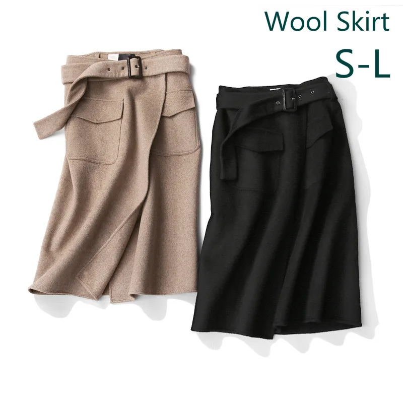 Wool Skirt Ladies Japanese Handmade Double Bread Arm Skirt  2020 New Woolen Skirt Autumn Women's Clothing