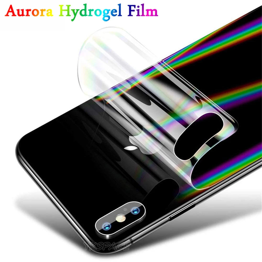 2Pcs Aurora Gradient Back Soft Hydrogel Film For iPhone X Xs XR 11 12 mini Pro Max 7 8 Plus SE 2020 TPU Rainbow Screen Protector