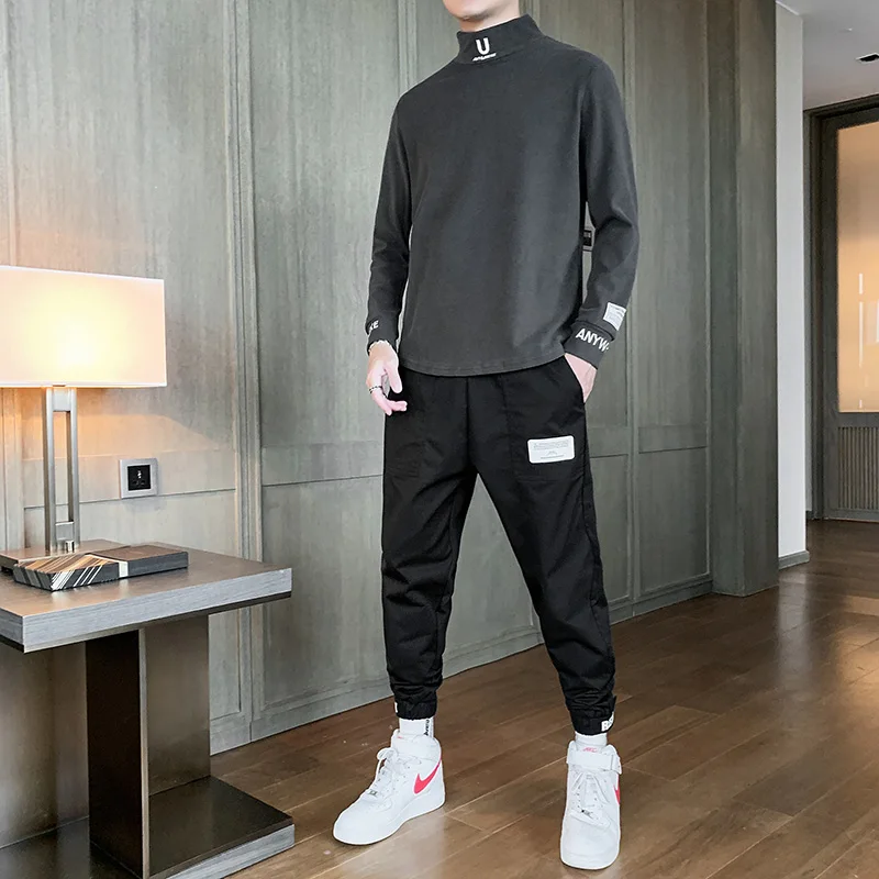 

High Quality Men's Casual Printed Pullover + Sweatpants 2PCS Set Men Elastic Waist Jogging Tracksuit Male 2020 New Men Clothing