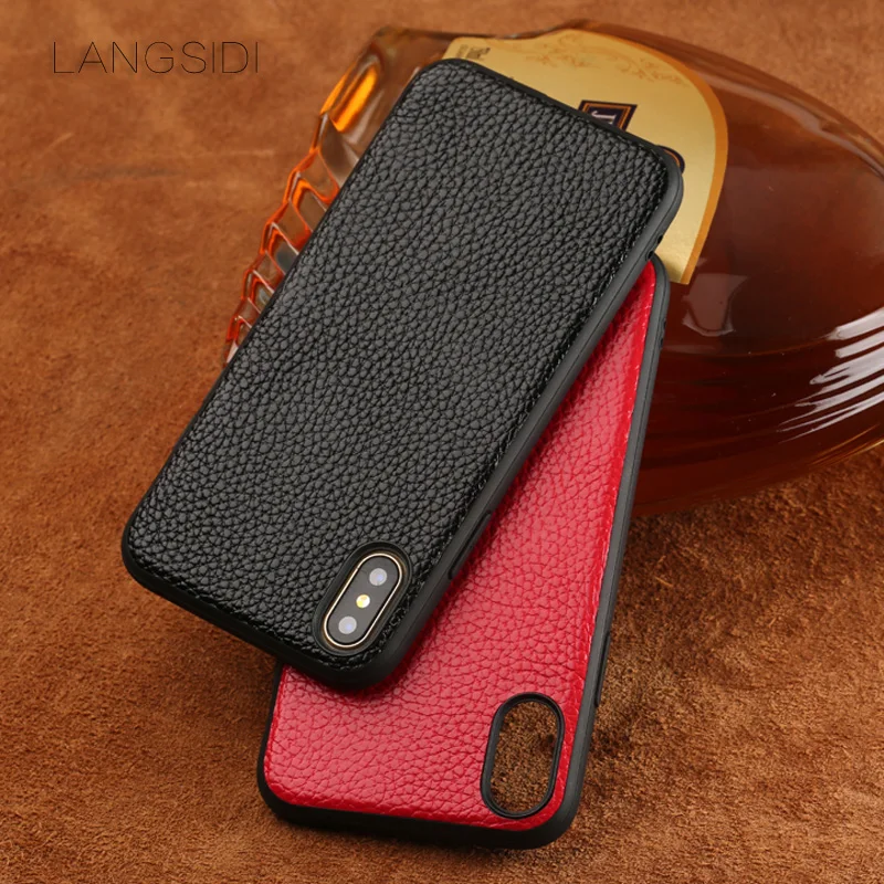 Чехол для телефона из натуральной кожи iphone X XS XR xsmax 6 6s 5 5s se 7 plus 8 litchi grain 360 с полной