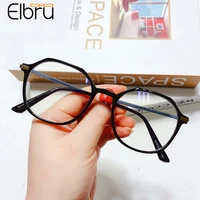 elbru fashion polygon glasses frame anti blue light full frame match myopic glasses transparent color glass frame unisex eyewear